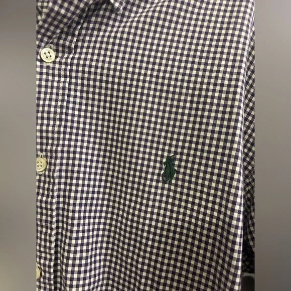 Ralph Lauren Button Down Shirt Mens Large Long Sleeve Purple White Gingham - Picture 5 of 8